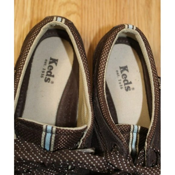 Ked's Espresso Brown Suede Sneakers With White Polka Dot Laces Women's / Size: 9 - Picture 8 of 12